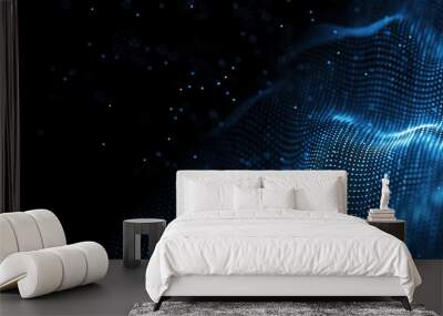 Data technology background. Abstract background. Connecting dots and lines on dark background. 3D rendering. 4k. Wall mural