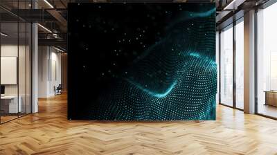 Data technology background. Abstract background. Connecting dots and lines on dark background. 3D rendering. 4k. Wall mural