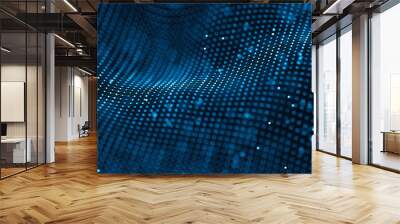 Data technology background. Abstract background. Connecting dots and lines on dark background. 3D rendering. 4k. Wall mural