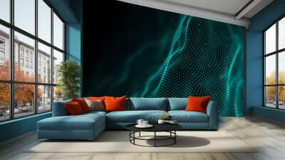 Data technology background. Abstract background. Connecting dots and lines on dark background. 3D rendering. 4k. Wall mural