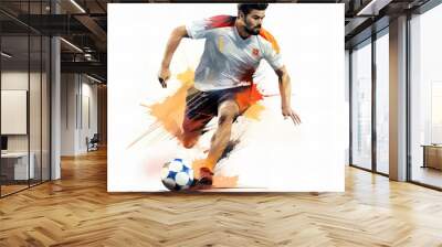 Dramatic Soccer Player in Action with Vibrant Color Splashes - Dynamic Sports Illustration for Design and Creativity Wall mural