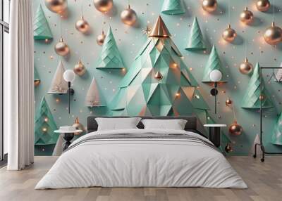 Elegant Minimalist Christmas Tree Pattern in Soft Tones Wall mural