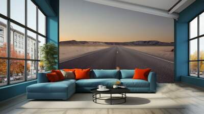 panoramic view of hot summer road through the Nevada  desert Wall mural