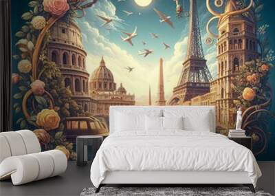 European Grand Tour Embark on a whirlwind tour of Europe's most Wall mural