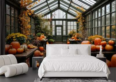 Glass Garden: Fall's Urban Greenhouse Wall mural