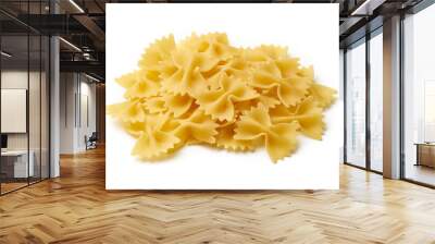 Heap of raw farfalle pasta isolated on white background Wall mural