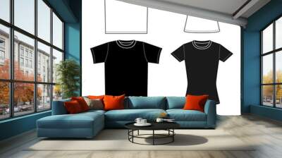 Outline template shirt and cap Wall mural