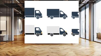 Cargo truck and van icon with different body variations  - vector car silhouette Wall mural