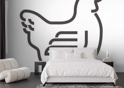 Chicken icon or logo template in bold lines Wall mural