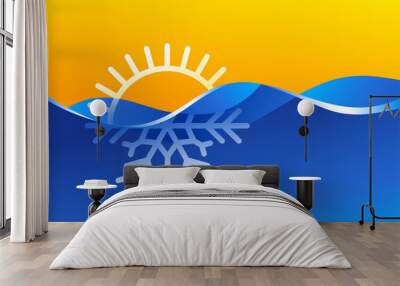 Climat change and control - sun and snowflake  Wall mural