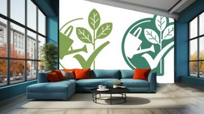 Garden fertilizer flat icon - plant and watering can Wall mural