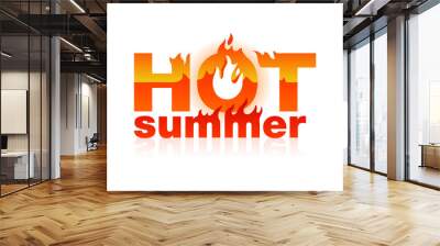 Hot summer sign button - burning words (letters) - heat sensation - element for summer promo sales or climate change global heat problems - isolated vector logo Wall mural