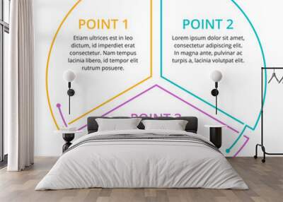 Infographics with 3 steps in thin line  Wall mural