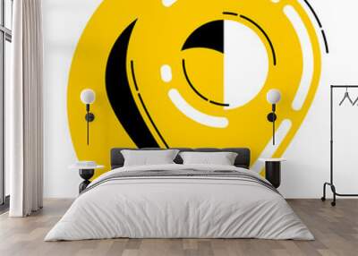 Location pin icon in yellow and black colors Wall mural