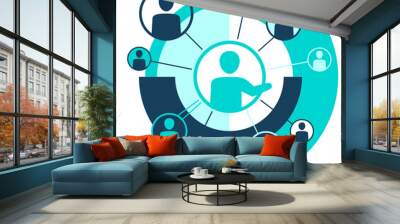 Networking and team work conceptual icon Wall mural