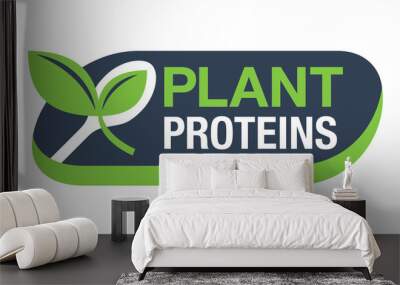 Plant proteins stamp - spoon with plant sprout Wall mural