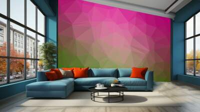 Light Pink, Green vector polygon abstract backdrop. Wall mural