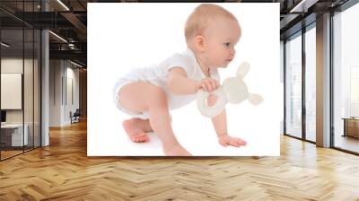 Infant child baby toddler sitting or crawling happy smiling with Wall mural