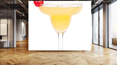 Yellow margarita cocktail with red cherry in chilled salt rimmed Wall mural