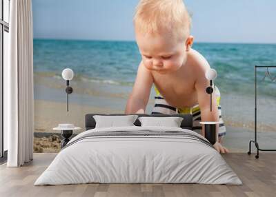 Toddler on a beach Wall mural