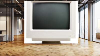 Vintage CRT computer monitor with black screen isolated on white background Wall mural