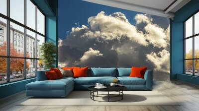 Dramatic storm clouds for the background. Isolated summer storm clouds before a thunderstorm. Dark storm clouds before the rain. Bad weather.  A heavenly landscape of clouds in the sky on a rainy day. Wall mural