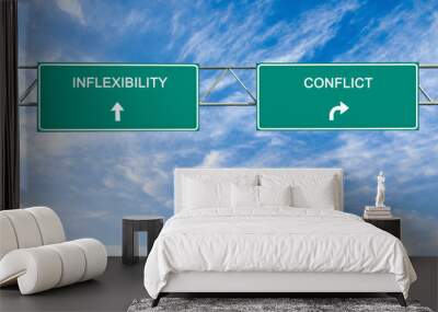 Road signs to conflict and inflexibility Wall mural