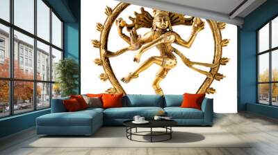 Bronze statue of indian hindu god Shiva Nataraja - Lord of Dance isolated on white Wall mural