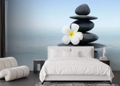 Zen stones with frangipani Wall mural