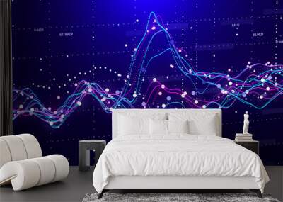 Stock market chart. Big Data. Business Graph. Investment graph. Abstract financial chart. 3D rendering. Wall mural