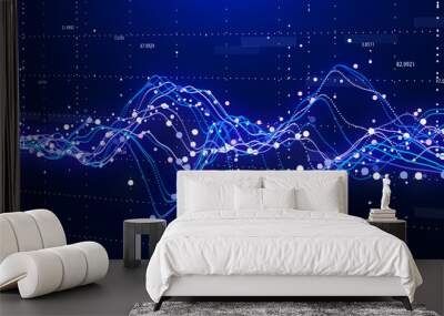 Stock market chart. Big Data. Business Graph. Investment graph. Abstract financial chart. 3D rendering. Wall mural