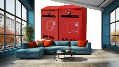 two red postbox with clipping path Wall mural