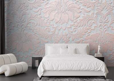 Embossed floral pattern on wallpaper Wall mural