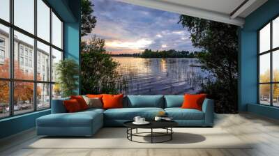 landscape with a sunset image over the river Wall mural