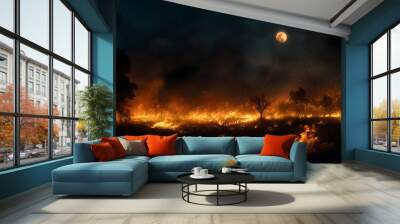 Wildfires at night Wall mural