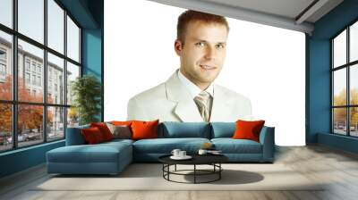 Portrait of a young handsome businessman Wall mural