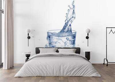 Fresh water splash in a glass isolated on white background Wall mural