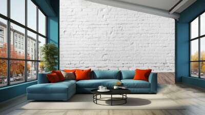 white brick wall texture background wooden floor loft Wall mural