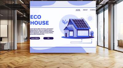 Eco house. Cartoon vector flat illustration. Wall mural