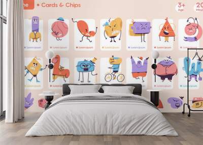 Template design for board game with cute abstract monsters Wall mural