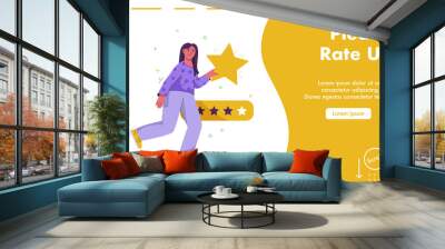 Vector landing page of Please Rating Us concept Wall mural