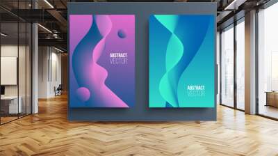 Cover templates set with dynamic gradient waves. Futuristic abstract backgrounds with liquid shapes for your graphic design. Vector illustration. Wall mural