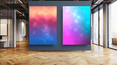 Set of blurred backgrounds with bokeh effect and color gradient. Space galaxy template for your futuristic graphic design. Vector illustration. Wall mural