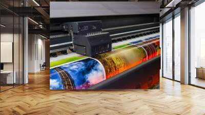 Large format printing machine in operation. Industry Wall mural