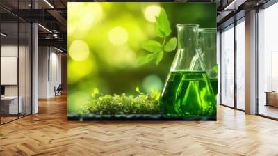 Green chemistry processes for eco friendly manufacturing solid background. Biotechnology Wall mural