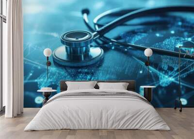 Healthcare data and healthcare business growth, global network medical center, healthcare marketing, healthcare insurance, access to social security and healthcare business analysis Wall mural