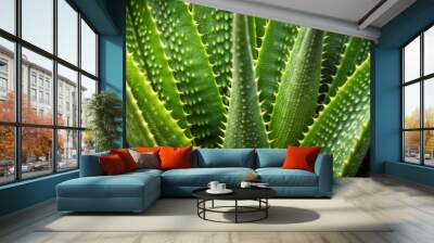 Closeup photo of aloe vera leaves Wall mural