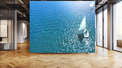 Aerial. Sailing sport background. Yachting in a calm. Wall mural