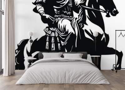 Ancient sculptures man on horse, Greece sculptures  man on horse Vector Illustration Wall mural