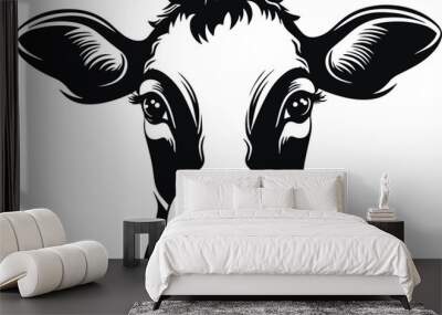 Baby Cow head, Cow head logo, Farm Animal Vector Illustration Wall mural